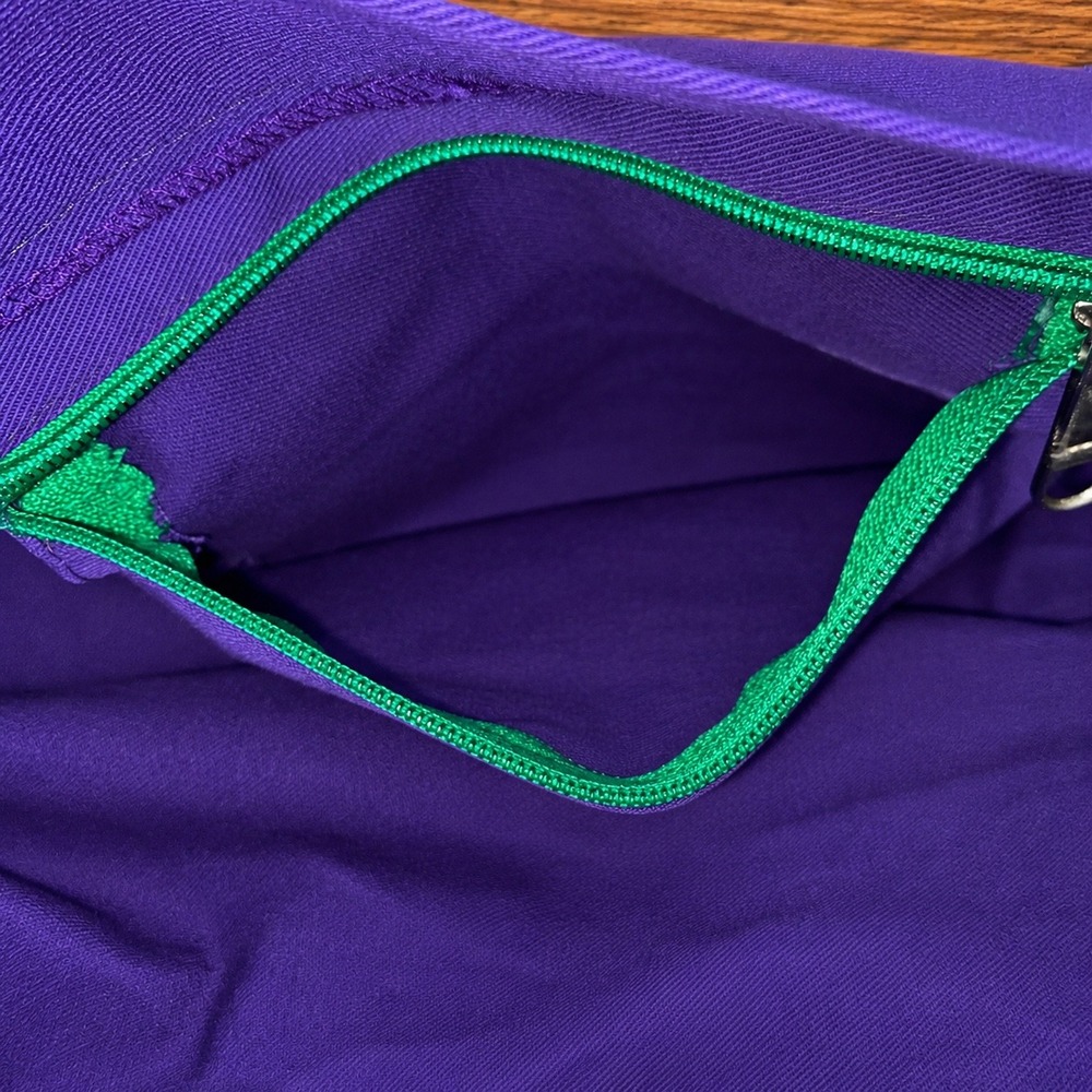 Vintage Esprit Purple Canvas Tote Bag Rainbow Logo Y2K Zipper Pocket Green Trim - Picture 8 of 10